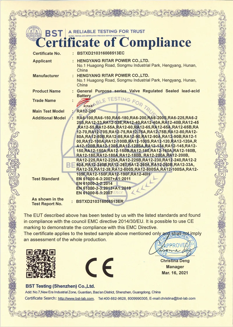 RA系列CE证书