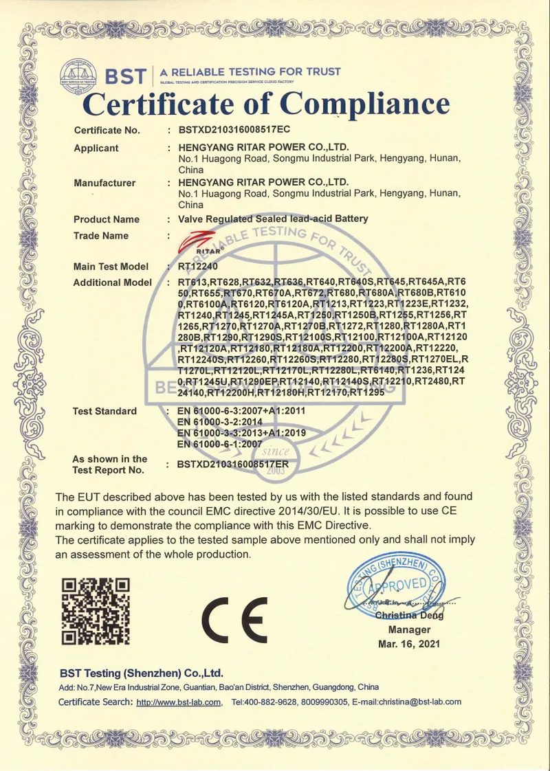 RT系列CE证书